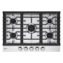 LG 30 Inch Wide 5 Burner Natural Gas Cooktop with Top Mounted Controls and Continuous Cast-Iron Grates Stainless Steel