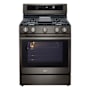 LG 30 Inch Wide 6.3 Cu. Ft. Free Standing Fingerprint Resistant Gas Range with UltraHeat Technology Black Stainless Steel