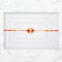 Linkasink 23" Rectangular Glass Undermount Bathroom Sink with Metal Leaf Accent White Glass with Copper