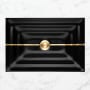 Linkasink 23" Rectangular Glass Undermount Bathroom Sink with Metal Leaf Accent Black Glass with Brass