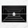 Linkasink 23" Rectangular Glass Undermount Bathroom Sink with Metal Leaf Accent Black Glass with Silver