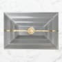 Linkasink 20" Rectangular Glass Undermount Bathroom Sink with Metal Leaf Accent Gray Glass with Brass