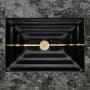 Linkasink 20" Rectangular Glass Undermount Bathroom Sink with Metal Leaf Accent Black Glass with Brass