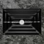 Linkasink 20" Rectangular Glass Undermount Bathroom Sink with Metal Leaf Accent Black Glass with Silver