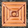 Linkasink 16-1/2" Square Glass Undermount Bathroom Sink with Metal Leaf Accent Glass with Copper