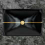 Linkasink Dune Stripe 20" Rectangular Glass Undermount Bathroom Sink Black with Gold Stripe