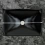 Linkasink Dune Stripe 20" Rectangular Glass Undermount Bathroom Sink Black with Silver Stripe