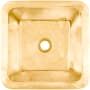 Linkasink Smooth Small Square 16" Square Brass Drop In Bathroom Sink Polished Unlacquered Brass