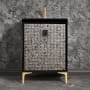 Linkasink Divergence 24" Single Free Standing Vanity Cabinet Only - Less Vanity Top Black / Polished Brass with Black Prism Glass