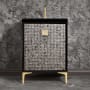 Linkasink Divergence 24" Single Free Standing Vanity Cabinet Only - Less Vanity Top Black / Polished Brass with Eglomise Prism Glass