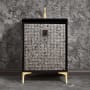Linkasink Divergence 24" Single Free Standing Vanity Cabinet Only - Less Vanity Top Black / Satin Brass with Black Prism Glass