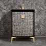 Linkasink Divergence 24" Single Free Standing Vanity Cabinet Only - Less Vanity Top Black / Satin Brass with Eglomise Prism Glass