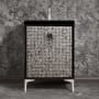Linkasink Divergence 24" Single Free Standing Vanity Cabinet Only - Less Vanity Top Black / Satin Nickel with Black Tiger Prism Glass
