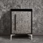 Linkasink Mother of Pearl 24" Single Free Standing Vanity Cabinet Only - Less Vanity Top Black / Polished Nickel with Black Pyramid Glass
