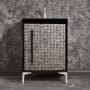 Linkasink Mother of Pearl 24" Single Free Standing Vanity Cabinet Only - Less Vanity Top Black / Satin Nickel with Black Pyramid Glass