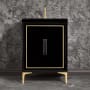 Linkasink Linea 24" Single Free Standing Vanity Cabinet Only - Less Vanity Top Black / Polished Brass with Black Prism Glass