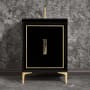 Linkasink Linea 24" Single Free Standing Vanity Cabinet Only - Less Vanity Top Black / Polished Brass with Black Tiger Prism Glass