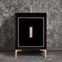 Linkasink Linea 24" Single Free Standing Vanity Cabinet Only - Less Vanity Top Black / Polished Brass with Eglomise Prism Glass