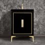 Linkasink Linea 24" Single Free Standing Vanity Cabinet Only - Less Vanity Top Black / Satin Brass with Eglomise Prism Glass
