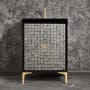 Linkasink Mother of Pearl 24" Single Free Standing Vanity Cabinet Only - Less Vanity Top Black with Polished Brass