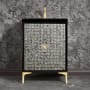 Linkasink Mother of Pearl 24" Single Free Standing Vanity Cabinet Only - Less Vanity Top Black with Satin Brass