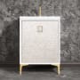 Linkasink Divergence 24" Single Free Standing Vanity Cabinet Only - Less Vanity Top White / Polished Brass with White Tiger Prism Glass