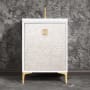 Linkasink Divergence 24" Single Free Standing Vanity Cabinet Only - Less Vanity Top White / Polished Brass with Eglomise Prism Glass