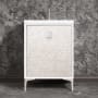 Linkasink Divergence 24" Single Free Standing Vanity Cabinet Only - Less Vanity Top White / Polished Nickel with White Prism Glass
