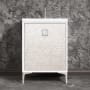 Linkasink Divergence 24" Single Free Standing Vanity Cabinet Only - Less Vanity Top White / Polished Nickel with White Tiger Prism Glass