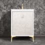 Linkasink Divergence 24" Single Free Standing Vanity Cabinet Only - Less Vanity Top White / Satin Brass with White Prism Glass