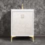 Linkasink Divergence 24" Single Free Standing Vanity Cabinet Only - Less Vanity Top White / Satin Brass with White Tiger Prism Glass