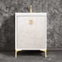 Linkasink Divergence 24" Single Free Standing Vanity Cabinet Only - Less Vanity Top White / Satin Brass with Eglomise Prism Glass