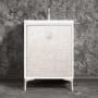 Linkasink Divergence 24" Single Free Standing Vanity Cabinet Only - Less Vanity Top White / Satin Nickel with White Prism Glass