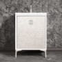 Linkasink Divergence 24" Single Free Standing Vanity Cabinet Only - Less Vanity Top White / Satin Nickel with Eglomise Prism Glass