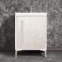 Linkasink Mother of Pearl 24" Single Free Standing Vanity Cabinet Only - Less Vanity Top White / Polished Nickel with Eglomise Pyramid Glass