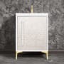 Linkasink Mother of Pearl 24" Single Free Standing Vanity Cabinet Only - Less Vanity Top White / Satin Brass with White Pyramid Glass