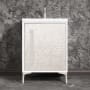 Linkasink Mother of Pearl 24" Single Free Standing Vanity Cabinet Only - Less Vanity Top White / Satin Nickel with Eglomise Pyramid Glass