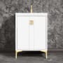 Linkasink Tuxedo 24" Single Free Standing Vanity Cabinet Only - Less Vanity Top White / Satin Brass with Eglomise Prism Glass