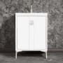 Linkasink Tuxedo 24" Single Free Standing Vanity Cabinet Only - Less Vanity Top White / Satin Nickel with White Prism Glass