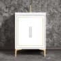 Linkasink Linea 24" Single Free Standing Vanity Cabinet Only - Less Vanity Top White / Polished Brass with White Prism Glass