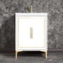 Linkasink Linea 24" Single Free Standing Vanity Cabinet Only - Less Vanity Top White / Polished Brass with Eglomise Prism Glass