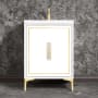 Linkasink Linea 24" Single Free Standing Vanity Cabinet Only - Less Vanity Top White / Satin Brass with Eglomise Prism Glass