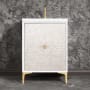 Linkasink Mother of Pearl 24" Single Free Standing Vanity Cabinet Only - Less Vanity Top White with Polished Brass