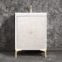 Linkasink Mother of Pearl 24" Single Free Standing Vanity Cabinet Only - Less Vanity Top White with Satin Brass