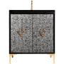 Linkasink Mother of Pearl 30" Free Standing Plywood Vanity Cabinet Only with Black Pearls and Arabesque Pull - Less Vanity Top Black / Polished Brass