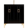 Linkasink Tuxedo 30" Free Standing Plywood Vanity Cabinet Only with Coach Pull - Less Vanity Top Black / Polished Brass