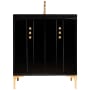 Linkasink Tuxedo 30" Free Standing Plywood Vanity Cabinet Only - Less Vanity Top Black / Polished Brass