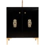Linkasink Frame 30" Free Standing Plywood Vanity Cabinet Only with Deco Grate - Less Vanity Top Black / Polished Brass