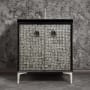 Linkasink Mother of Pearl 30" Single Free Standing Vanity Cabinet Only - Less Vanity Top Black / Polished Nickel with Black Tiger Prism Glass
