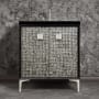 Linkasink Mother of Pearl 30" Single Free Standing Vanity Cabinet Only - Less Vanity Top Black / Polished Nickel with Eglomise Prism Glass